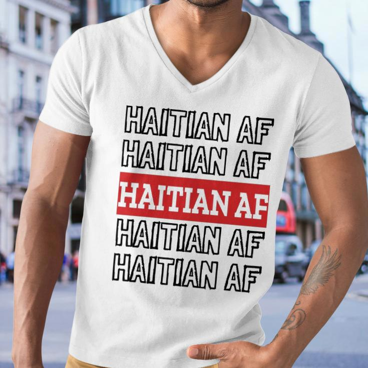 Haitian Af Patriotic Red Blue Haiti Haitian Flag Day Men V-Neck Tshirt