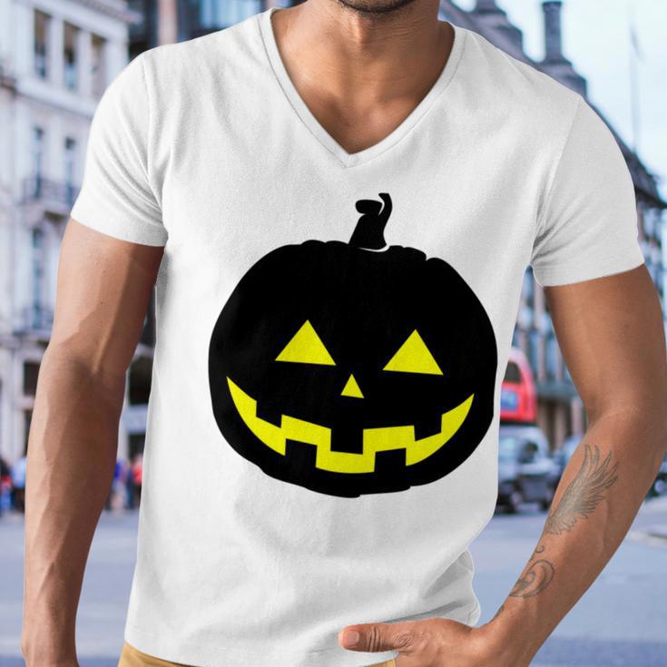 Happy Halloween Scary Black Pumpkin Pattern Men V-Neck Tshirt