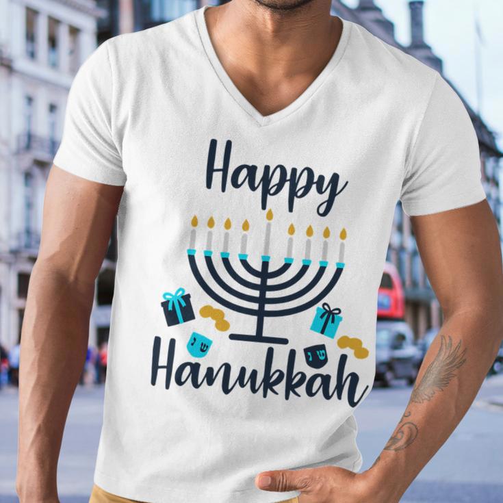 Happy Hanukkah Chanukah Pajama 893 Shirt Men V-Neck Tshirt