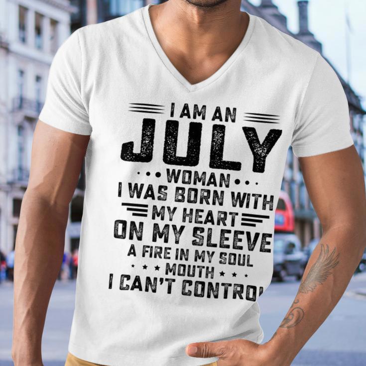 I Am An July Woman I Was Born With My Heart On My Sleevepng V2 Men V-Neck Tshirt