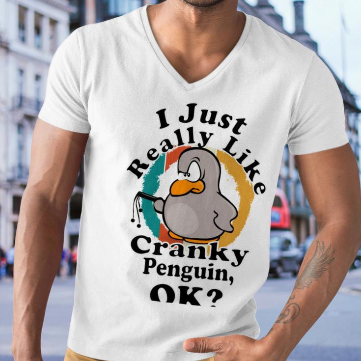 I Really Like Cranky Penguin Ok Men V-Neck Tshirt