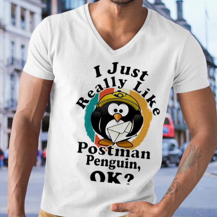 I Really Like Postman Penguin Ok Men V-Neck Tshirt