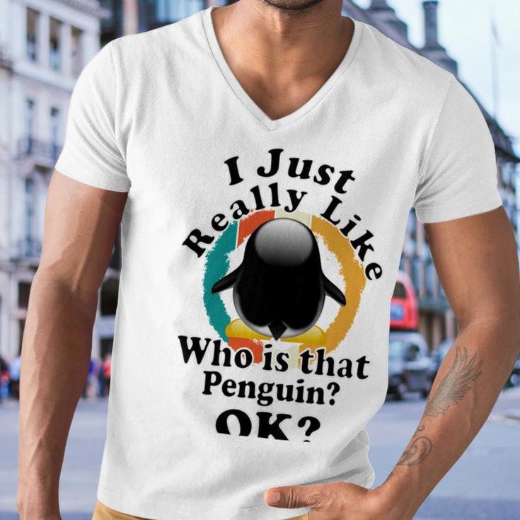 I Really Like Who Is That Penguin Ok Men V-Neck Tshirt