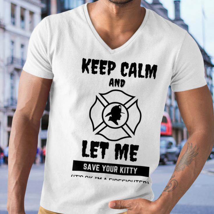 Keep Calm And Let Me Save Your Kitty Men V-Neck Tshirt