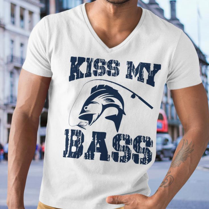 Love Fishing Kiss My Bass Men V-Neck Tshirt