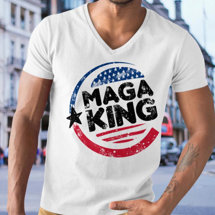 Maga King American Flag Red Blue Usa Lover Gift Men V-Neck Tshirt