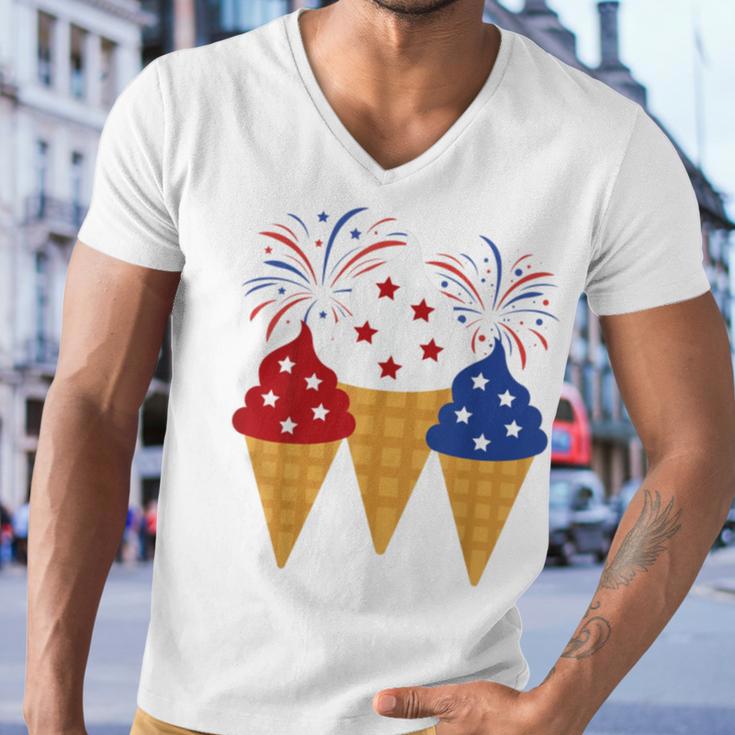 Memorial Day 4Th Of July Holiday Patriotic Ice Cream Men V-Neck Tshirt