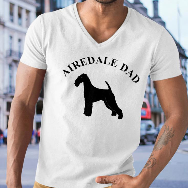 Mens Airedale Dad Airedale Terrier Owner Gift Men V-Neck Tshirt