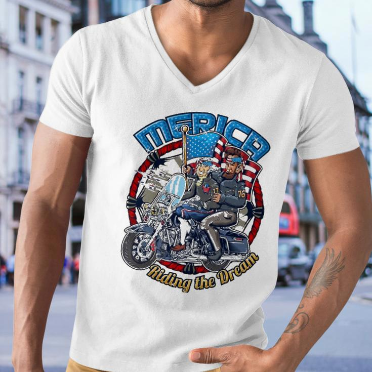 Merica Funny 4Th Of July Washington Lincoln Biker Gift Men V-Neck Tshirt