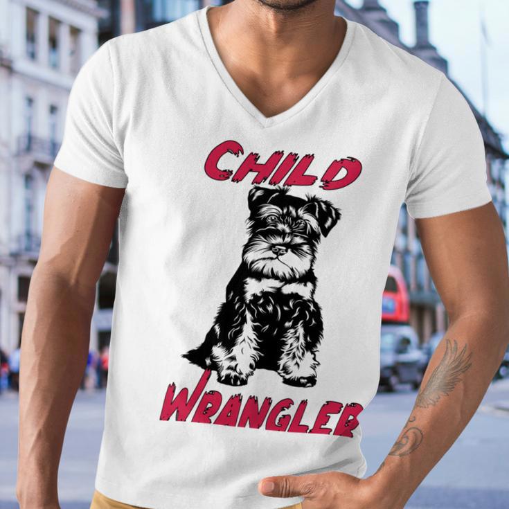 Miniature Schnauzer At Home Child Wrangler Multi Tasking Dog Men V-Neck Tshirt