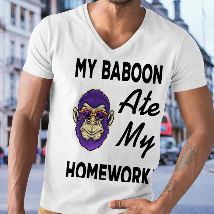 My Baboon Ate My Homework Men V-Neck Tshirt