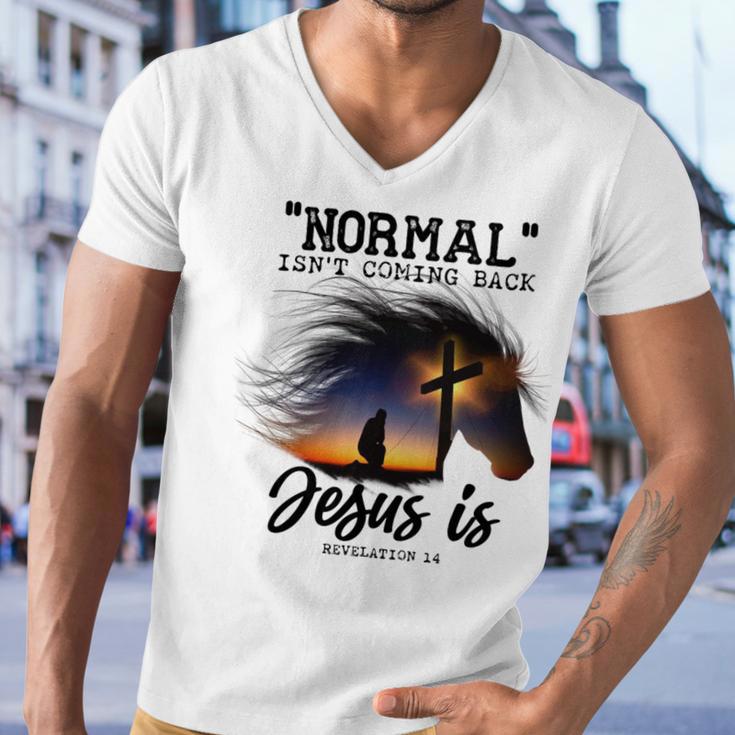 Normal Isnt Coming Back Jesus Is Revelation For Horse Lovers Men V-Neck Tshirt