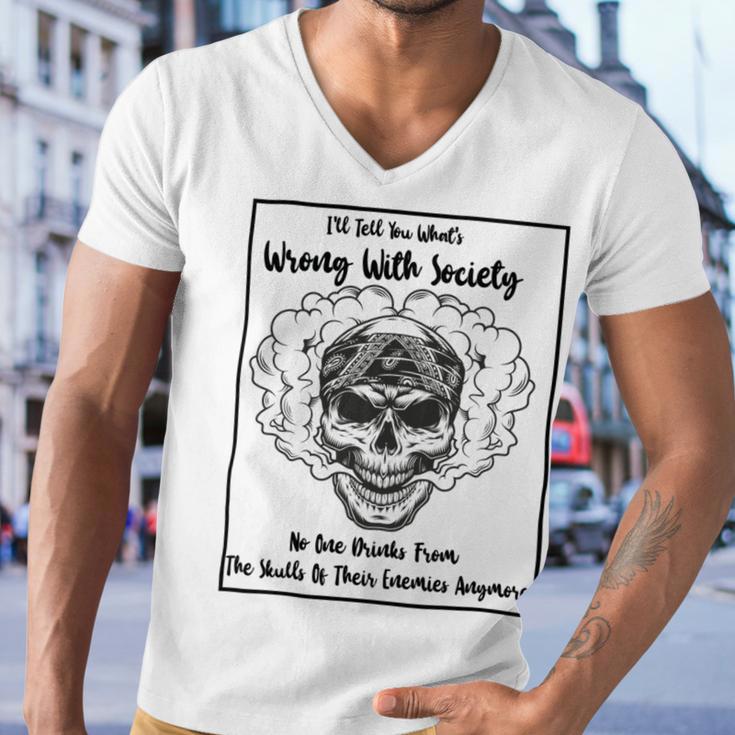 Official Wrong Society Drink From The Skull Of Your Enemies Men V-Neck Tshirt