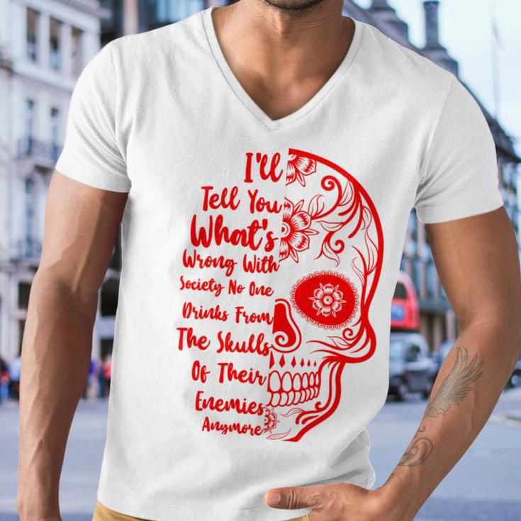 Official Wrong Society Drink From The Skull Of Your Enemies V3 Men V-Neck Tshirt