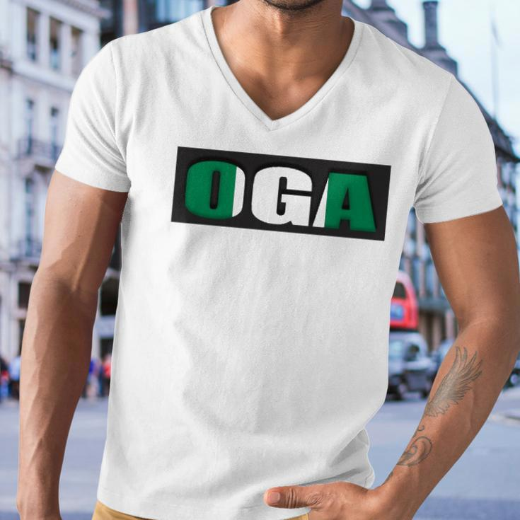 Oga Nigeria Slogan Nigerian Naija Nigeria Flag Men V-Neck Tshirt