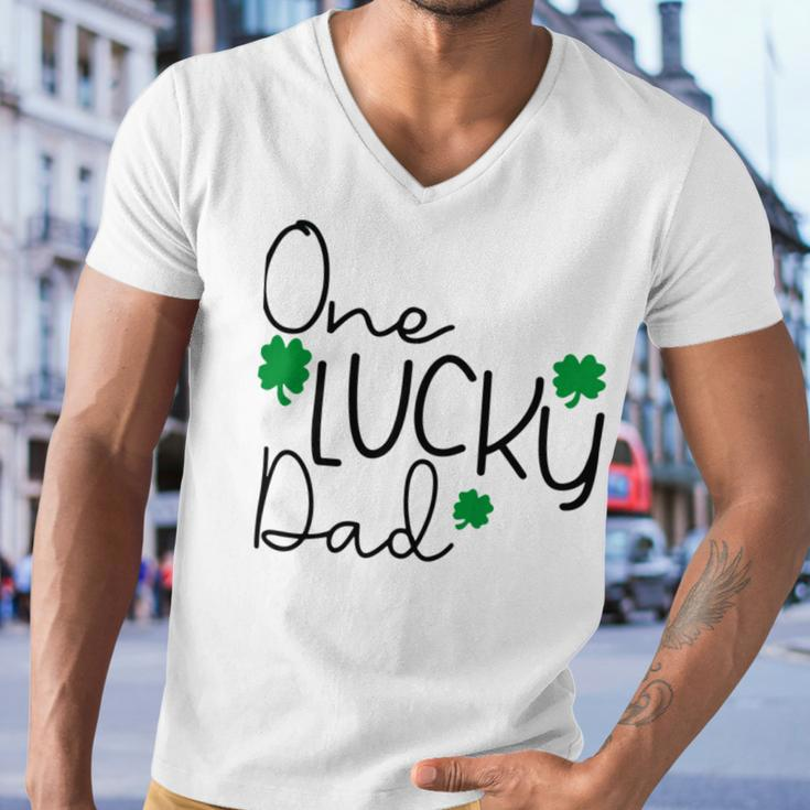 One Lucky Dad Funny St Patrick Day Men V-Neck Tshirt