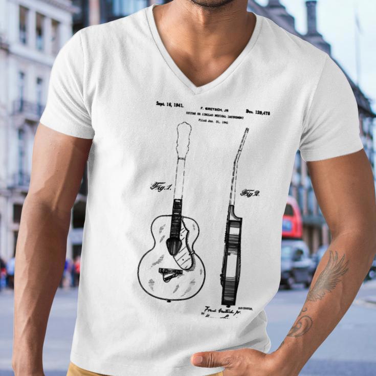 Patent Drawing Old Acoustic Guitar Men V-Neck Tshirt