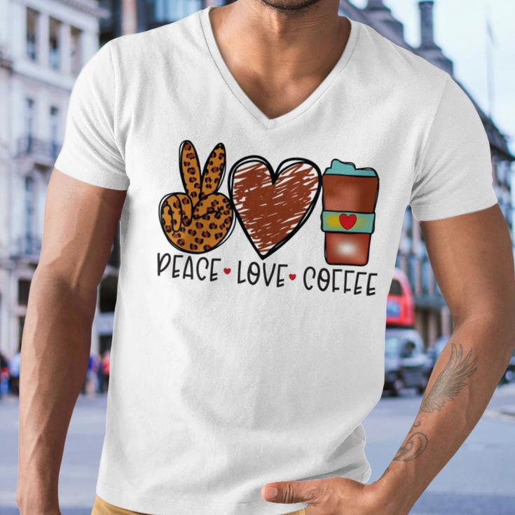 Peace Love Coffee Men V-Neck Tshirt