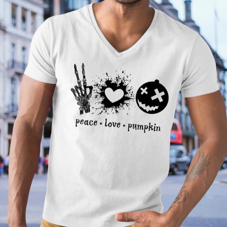 Peace Love Pumpkin Halloween Men V-Neck Tshirt