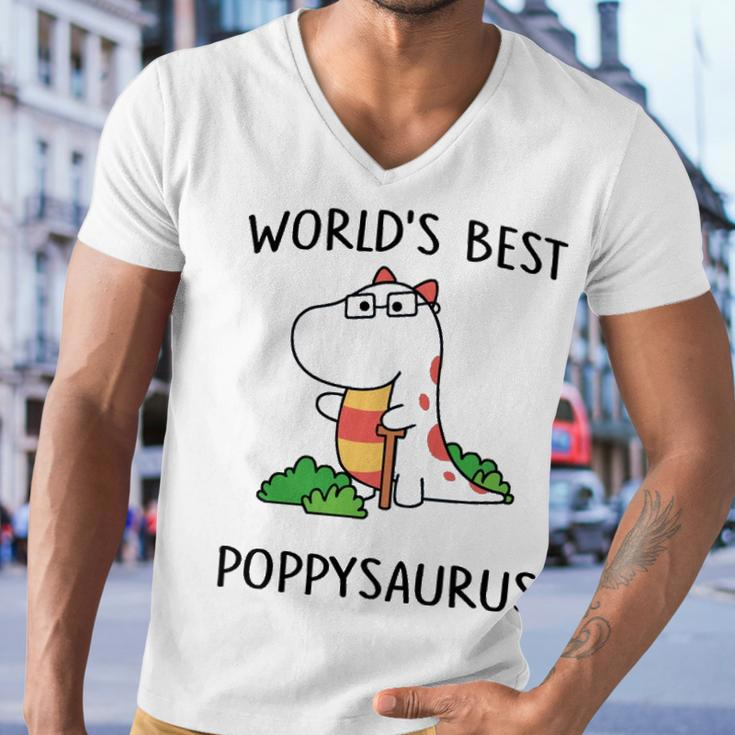 Poppy Grandpa Gift Worlds Best Poppysaurus Men V-Neck Tshirt