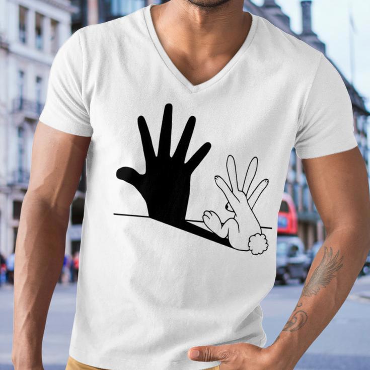 Rabbit Hand Shadow Men V-Neck Tshirt