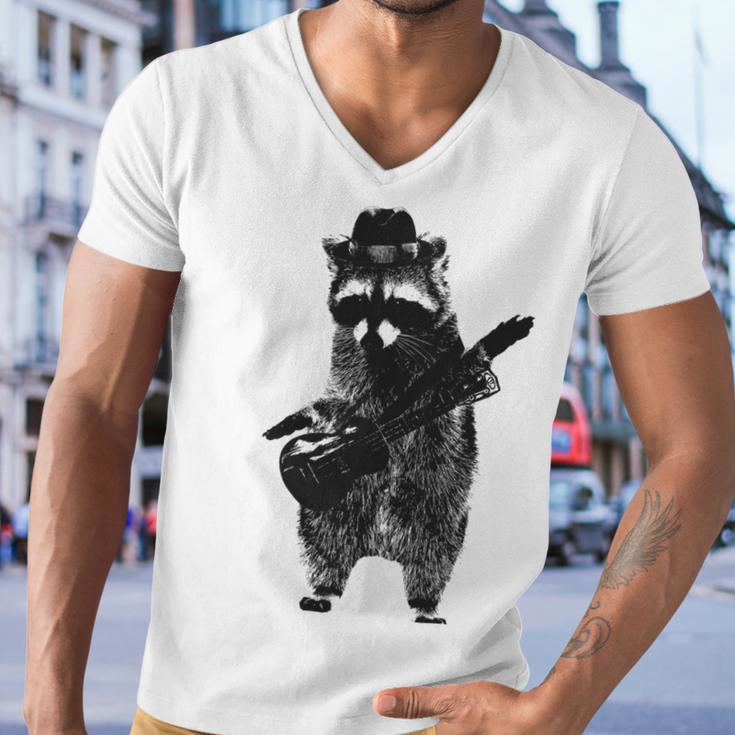 Raccoon Wielding Ukulele Men V-Neck Tshirt