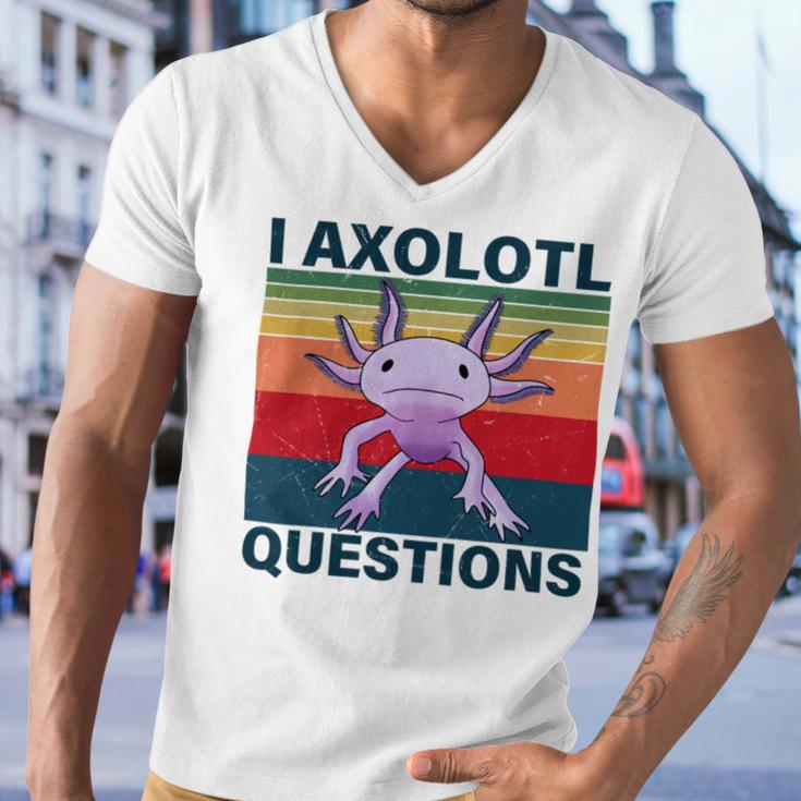 Retro I Axolotl Questions Funny Cute Axolotl Men V-Neck Tshirt