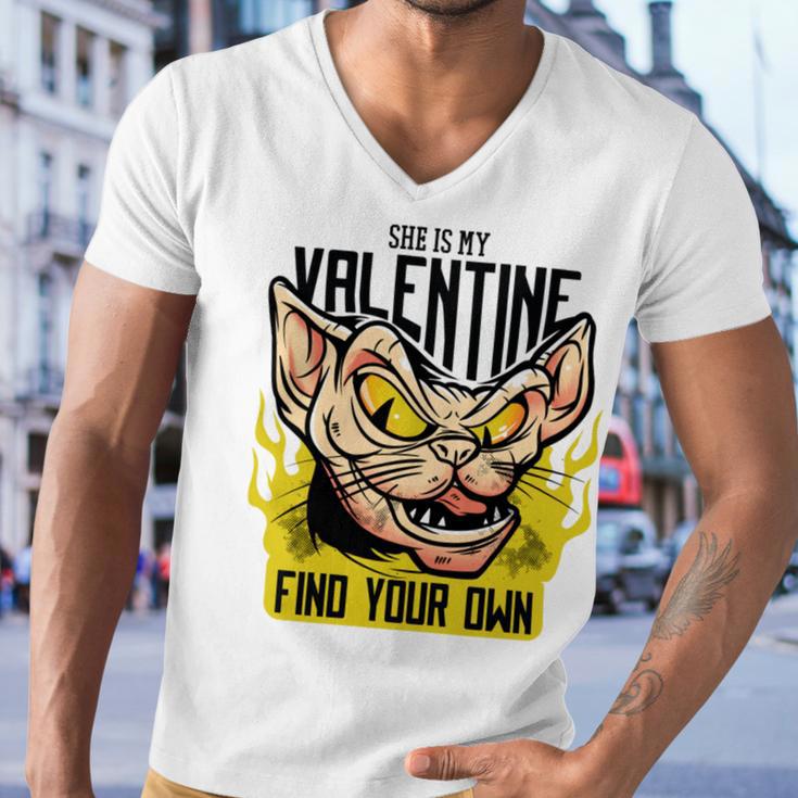 She Is My Valentine Cat Men V-Neck Tshirt