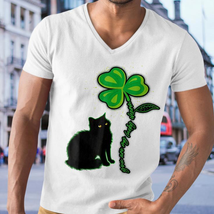 St Patricks Day Black Cat My Lucky Charm Men V-Neck Tshirt