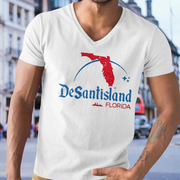 State Of Liberty Florida Map Fl Flag Desantisland Men V-Neck Tshirt