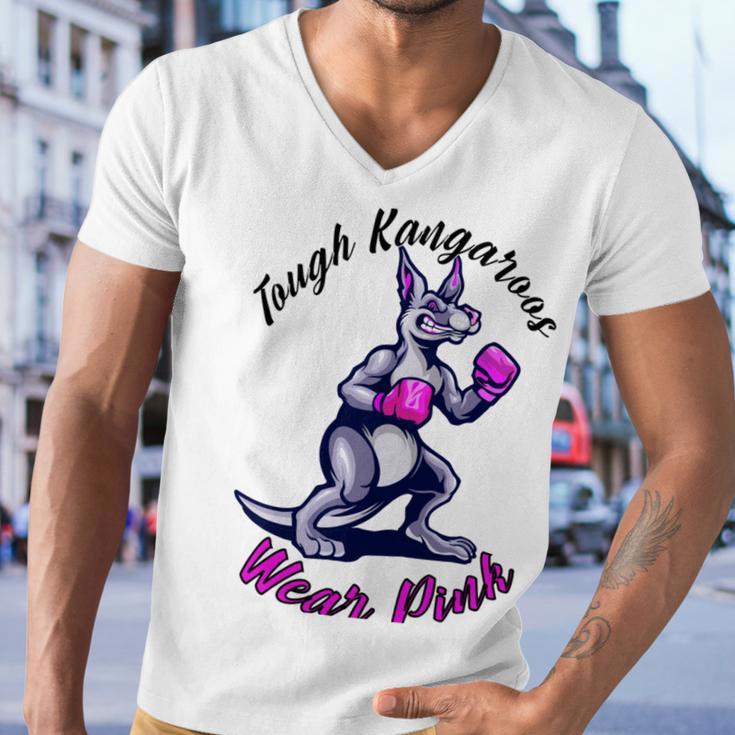 Tough Kangaroos Wear Pink In Support Of Breast Cancer Awareness Men V-Neck Tshirt