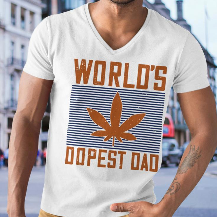 Worlds Dopest Dad Fathers Day Gift Men V-Neck Tshirt