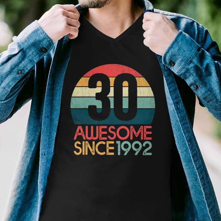 30Th Birthday Vintage Retro 30 Years Old Awesome Since 1992 Gift Men V-Neck Tshirt