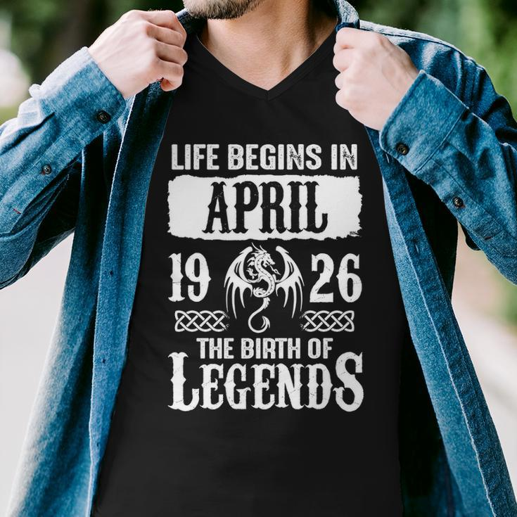 April 1926 Birthday Life Begins In April 1926 Men V-Neck Tshirt