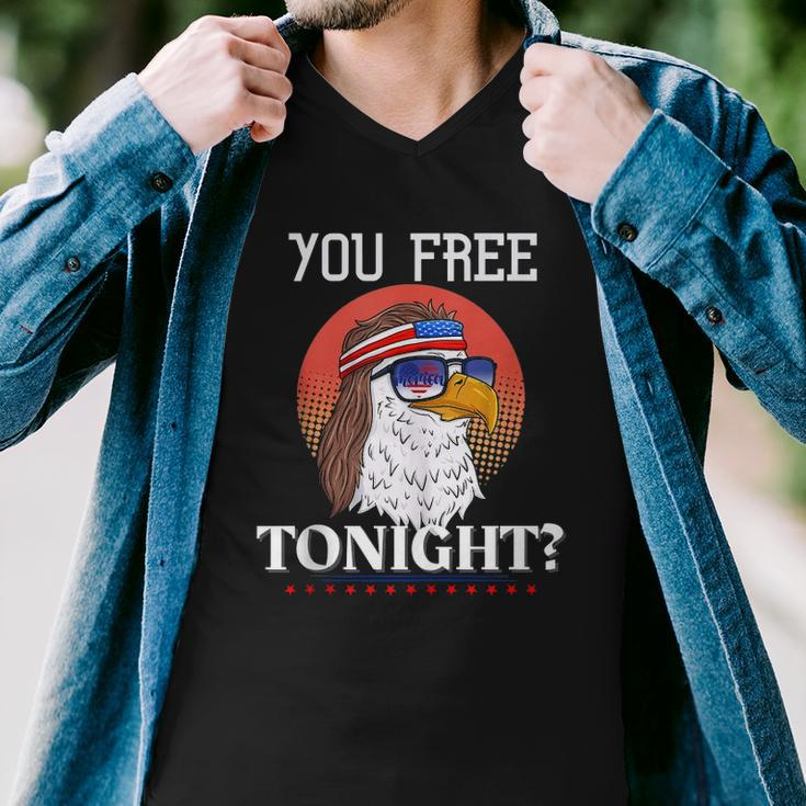 Are You Free Tonight 4Th Of July Retro American Bald Eagle Men V-Neck Tshirt