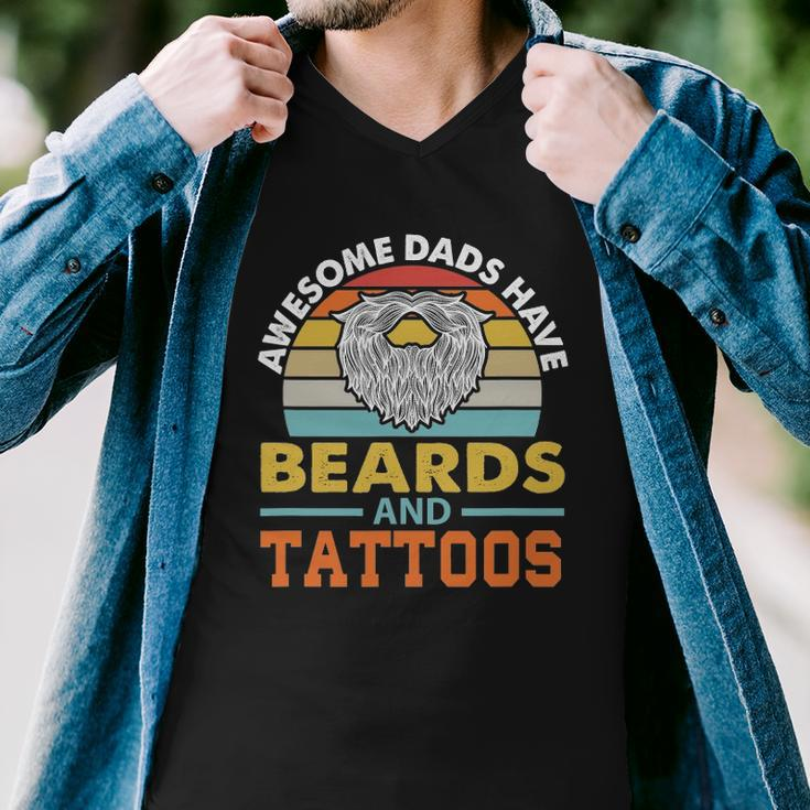 Awesome Dads Have Beards And Tattoo Men V-Neck Tshirt