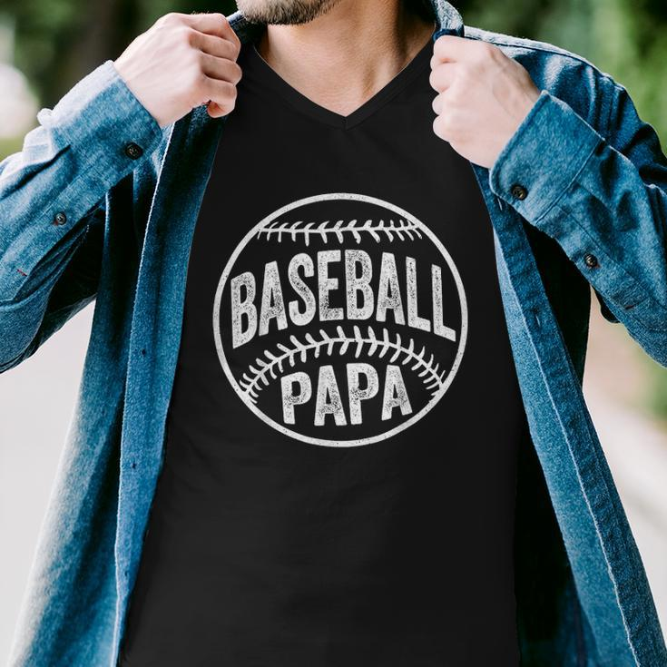 Baseball Papa Coach Fathers Day Men V-Neck Tshirt