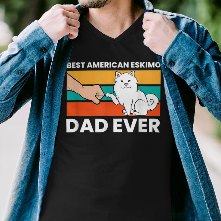 Best American Eskimo Dad Ever Funny American Eskimo Dad Men V-Neck Tshirt