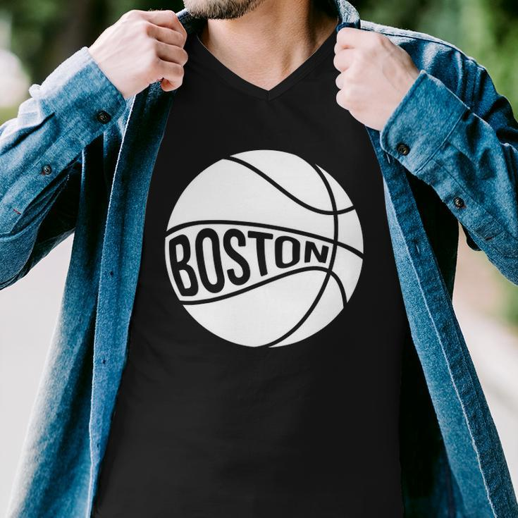 Boston Retro City Massachusetts State Basketball Men V-Neck Tshirt
