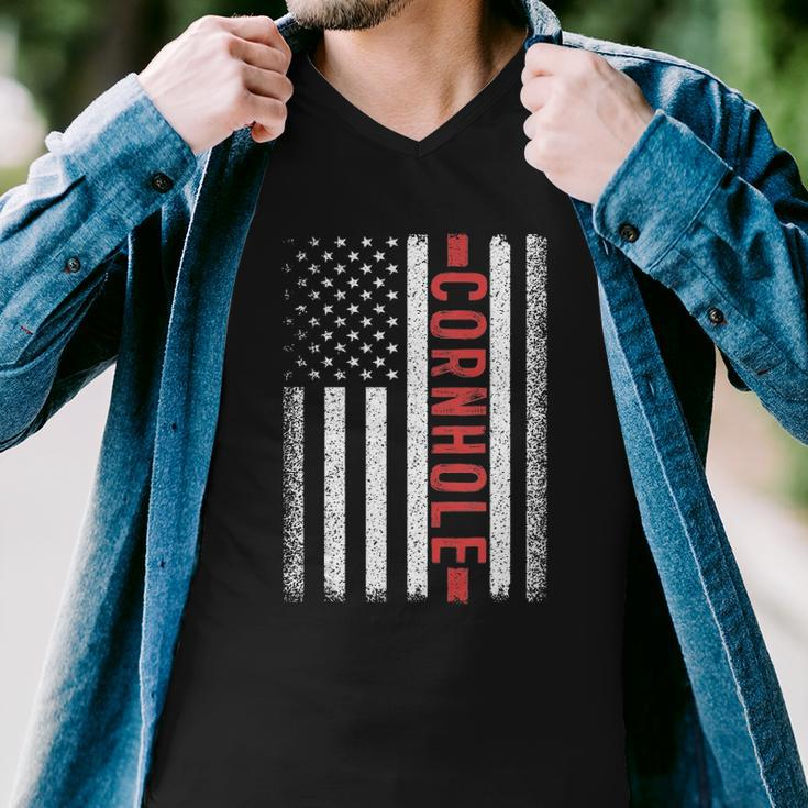 Cornhole American Flag 4Th Of July Bags Player Novelty Men V-Neck Tshirt