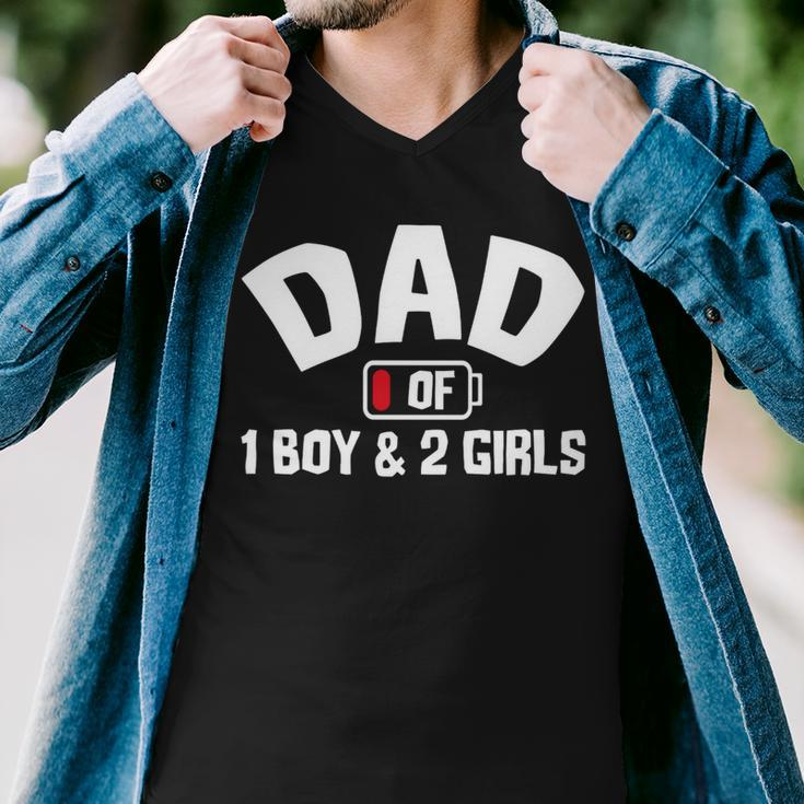 Dad Of One Boy And Two Girls Men V-Neck Tshirt