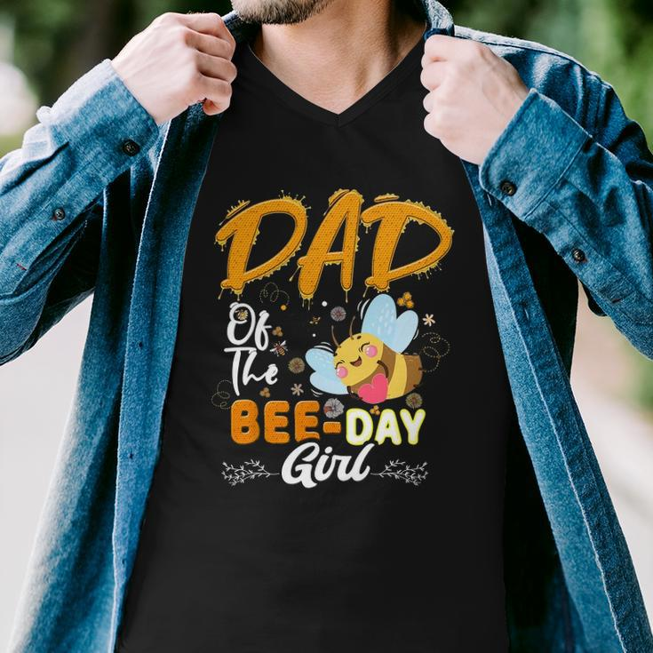 Dad Of The Bee Day Girl Hive Party Matching Birthday Men V-Neck Tshirt