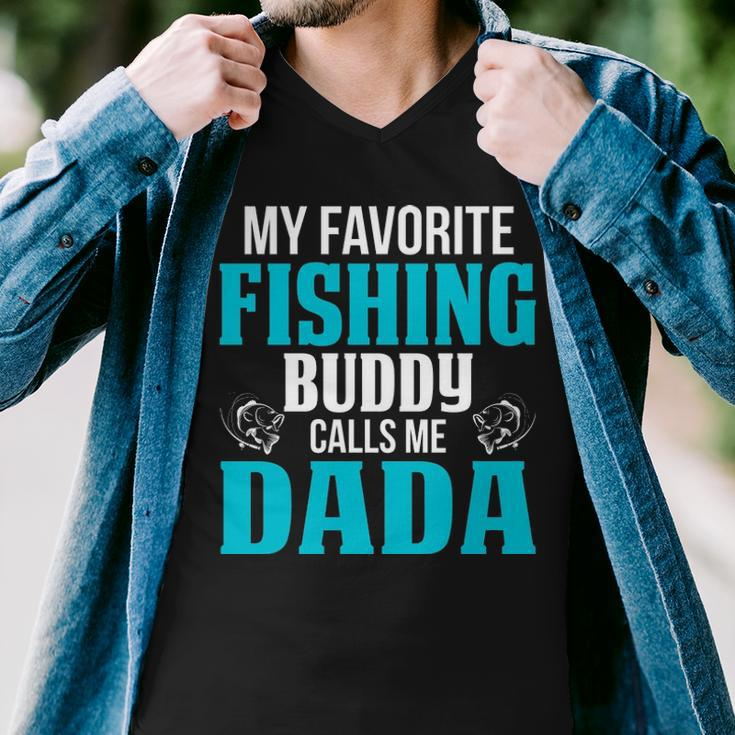 Dada Grandpa Fishing Gift My Favorite Fishing Buddy Calls Me Dada Men V-Neck Tshirt