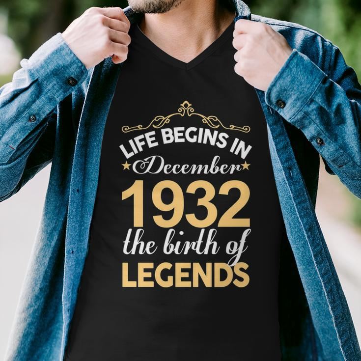 December 1932 Birthday Life Begins In December 1932 V2 Men V-Neck Tshirt