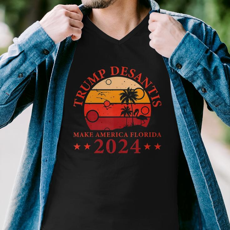 Donald Trump Tee Trump Desantis 2024 Make America Florida Men V-Neck Tshirt