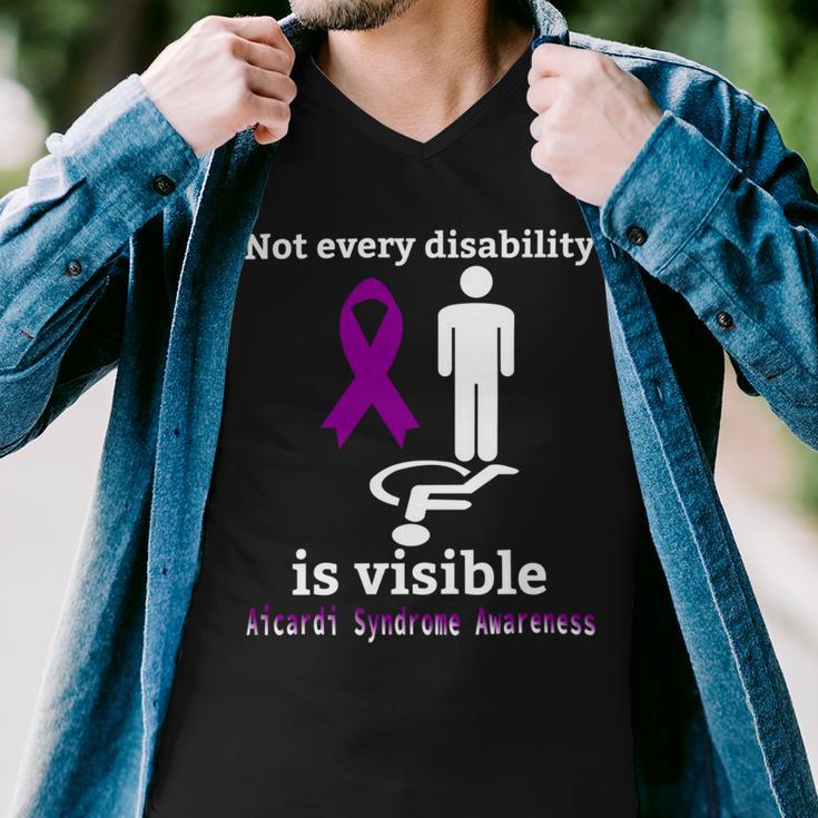 Every Disability Is Visible Aicardi Syndrome Awareness Purple Ribbon Aicardi Syndrome Support Aicardi Syndrome Awareness Men V-Neck Tshirt