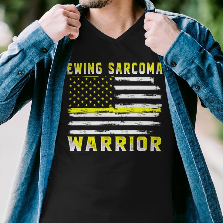 Ewings Sarcoma Warrior Usa Flag United States Flag Yellow Ribbon Ewings Sarcoma Ewings Sarcoma Awareness Men V-Neck Tshirt