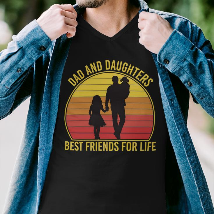 Father Grandpa Dad And Daughters Best Friends For Life Vintage137 Family Dad Men V-Neck Tshirt
