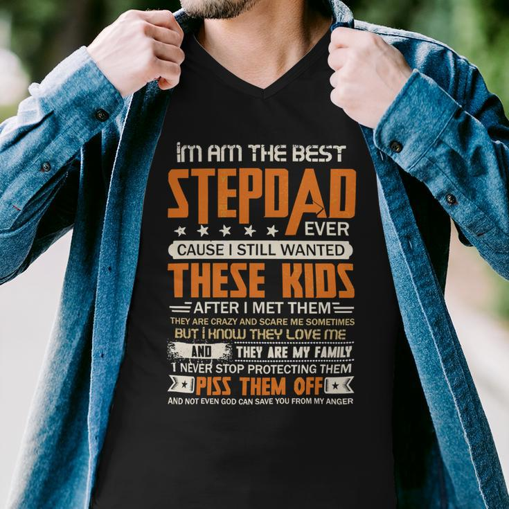 Father Grandpa I Am The Best Step Dad Ever Cause I Still Wanted These Kids Fathers Day 53 Family Dad Men V-Neck Tshirt