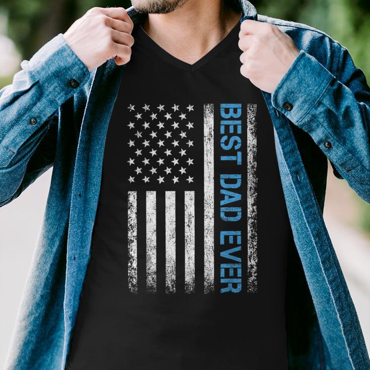 Fathers Day Best Dad Ever With Us American Flag V2 Men V-Neck Tshirt